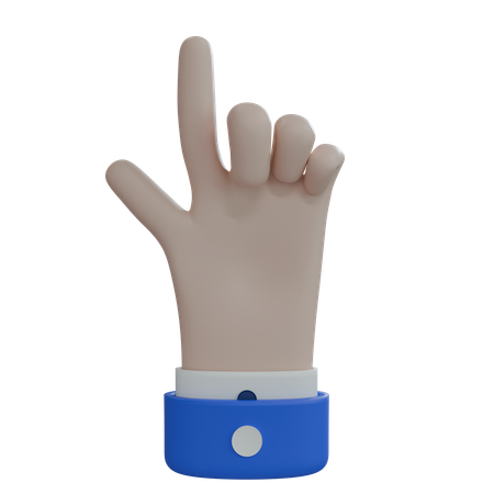 Mano de hombre de negocios apuntando hacia arriba con el pulgar, mano blanca  3D Icon