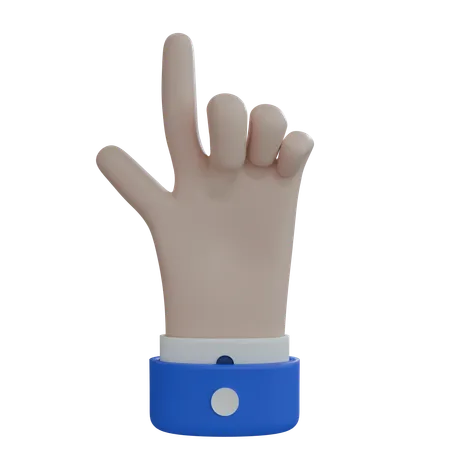 Mano de hombre de negocios apuntando hacia arriba con el pulgar, mano blanca  3D Icon