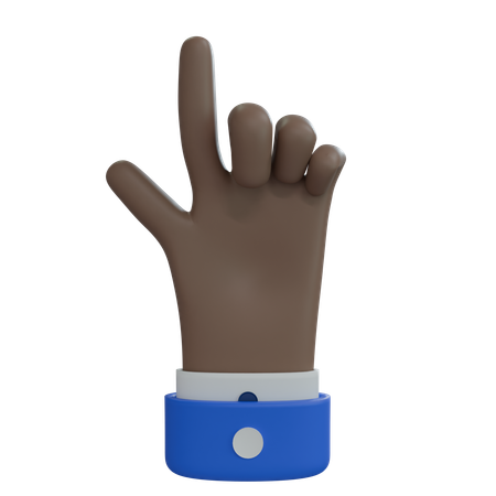 Mano de hombre de negocios apuntando hacia arriba con el pulgar, mano marrón  3D Icon