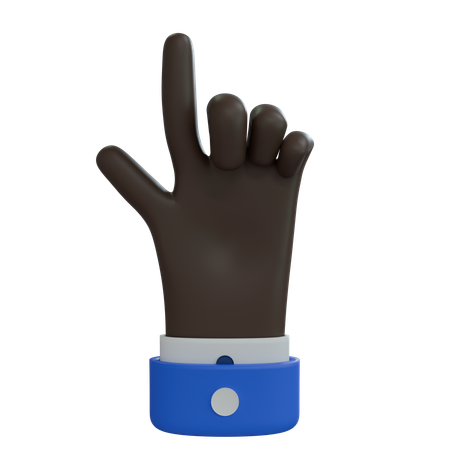 Mano de hombre de negocios apuntando hacia arriba con el pulgar, mano negra  3D Icon