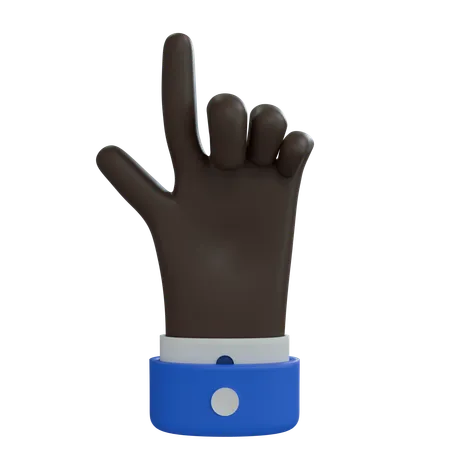 Mano de hombre de negocios apuntando hacia arriba con el pulgar, mano negra  3D Icon