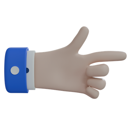 Mano de hombre de negocios apuntando hacia la derecha con el pulgar, mano blanca  3D Icon