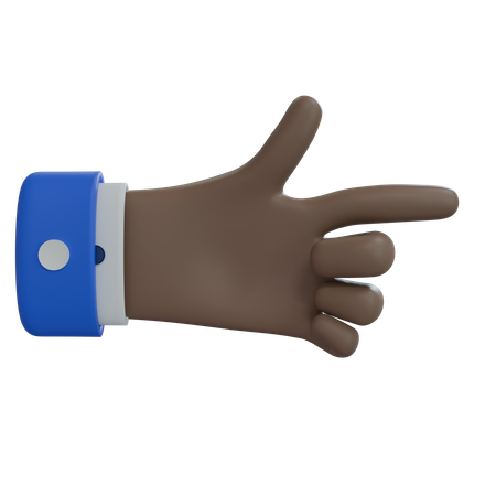 Mano de hombre de negocios apuntando hacia la derecha con el pulgar, mano marrón  3D Icon