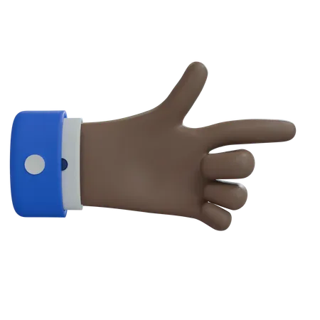 Mano de hombre de negocios apuntando hacia la derecha con el pulgar, mano marrón  3D Icon