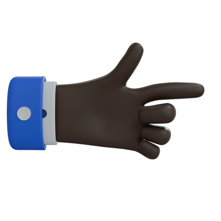 Mano de hombre de negocios apuntando hacia la derecha con el pulgar, mano negra  3D Icon