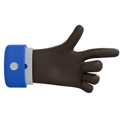 Mano de hombre de negocios apuntando hacia la derecha con el pulgar, mano negra  3D Icon