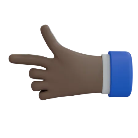 Mano de hombre de negocios apuntando hacia la izquierda con el pulgar, mano marrón  3D Icon