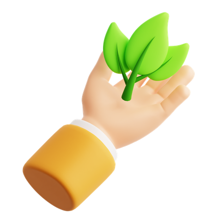 Foglia a mano  3D Icon