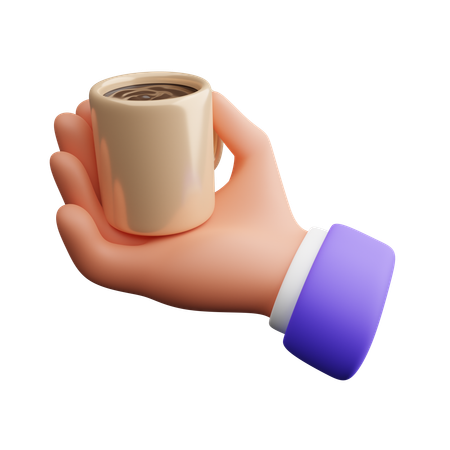 Mano llevando café  3D Icon
