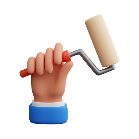 Mano llevando pintura con rodillo  3D Icon