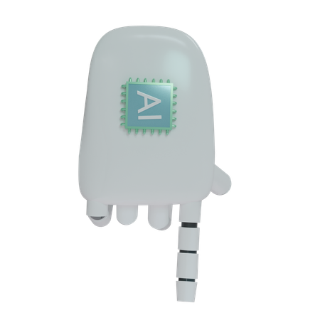 Mano Robot PointDown Blanco  3D Icon