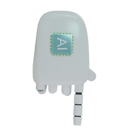 Mano Robot PointDown Blanco  3D Icon