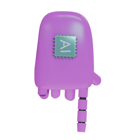 Mano Robot PointDown Magenta  3D Icon