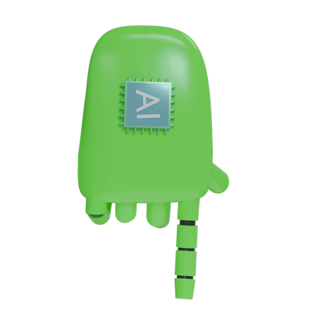 Mano Robot PointDown Verde  3D Icon