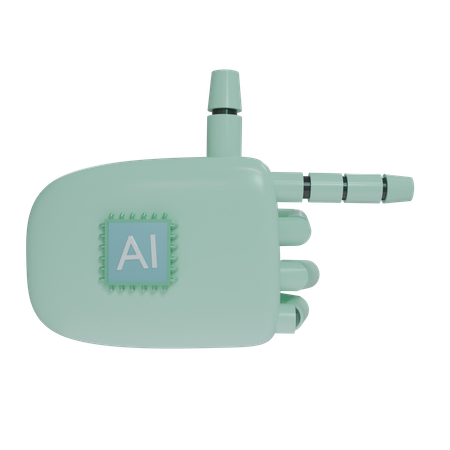 Mano Robot ApuntandoDerecha Verde Menta  3D Icon