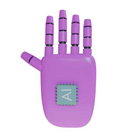 Mano Robot HandUp Magenta  3D Icon