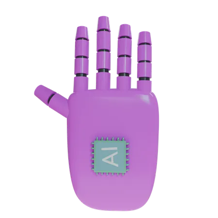 Mano Robot HandUp Magenta  3D Icon