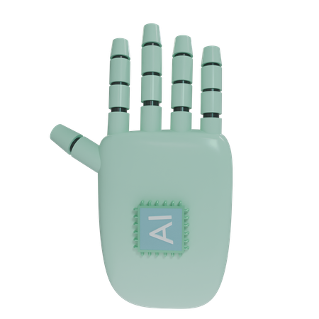 Mano Robot HandUp Verde Menta  3D Icon