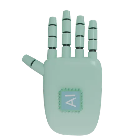 Mano Robot HandUp Verde Menta  3D Icon