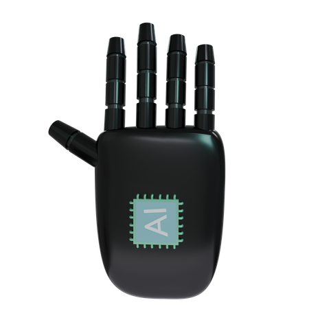 Mano Robot HandUp Negro  3D Icon