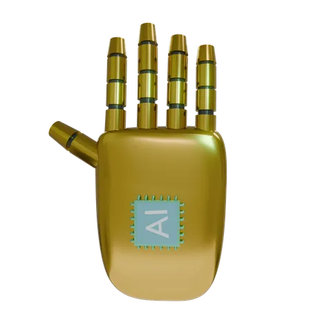 Mano Robot HandUp Oro  3D Icon