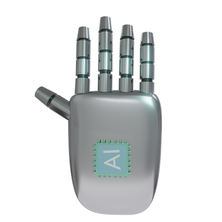 Mano Robot HandUp Plata  3D Icon