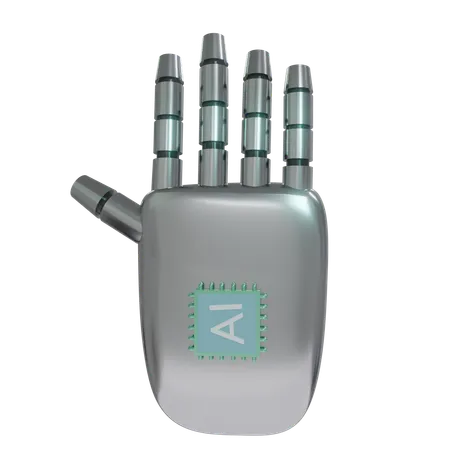 Mano Robot HandUp Plata  3D Icon