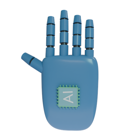 Mano Robot HandUp AceroAzul  3D Icon