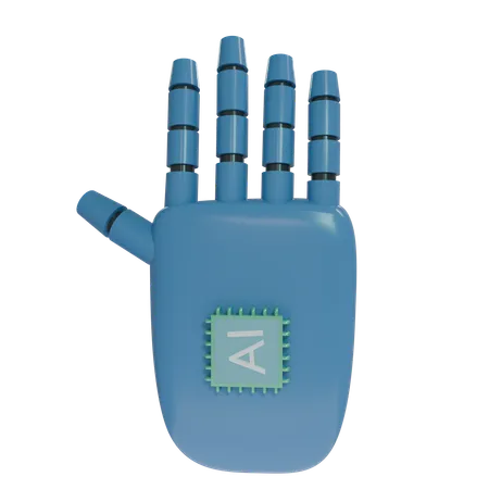 Mano Robot HandUp AceroAzul  3D Icon