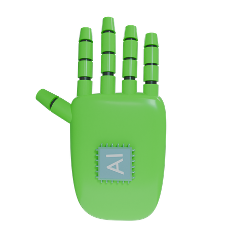 Mano Robot Mano Arriba Verde  3D Icon