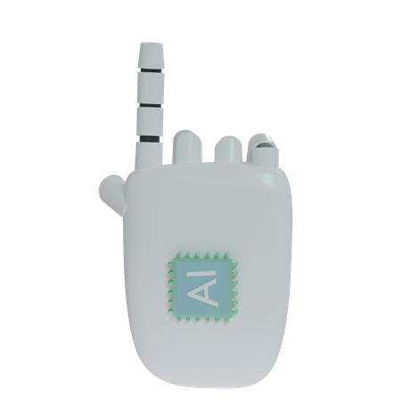 Mano Robot PointUp Blanco  3D Icon