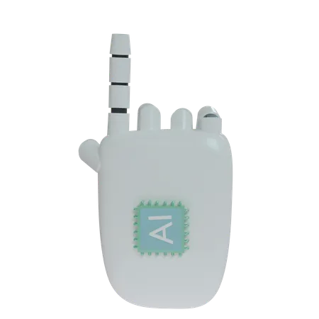 Mano Robot PointUp Blanco  3D Icon