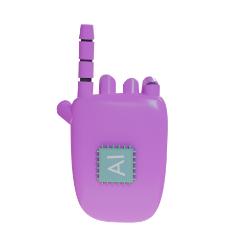 Mano Robot PointUp Magenta  3D Icon