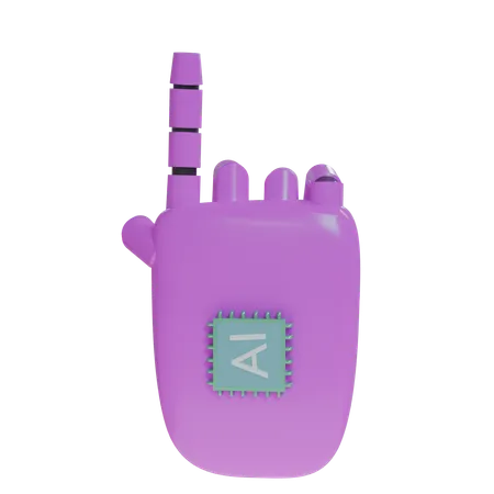 Mano Robot PointUp Magenta  3D Icon