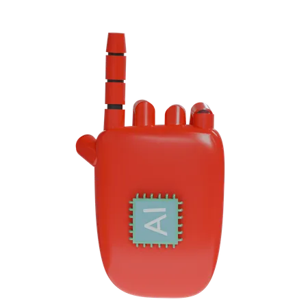 Mano Robot PointUp Rojo  3D Icon