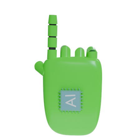 Mano Robot PointUp Verde  3D Icon