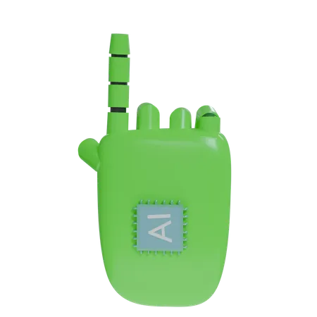 Mano Robot PointUp Verde  3D Icon