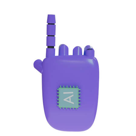 Mano Robot PointUp Violeta  3D Icon