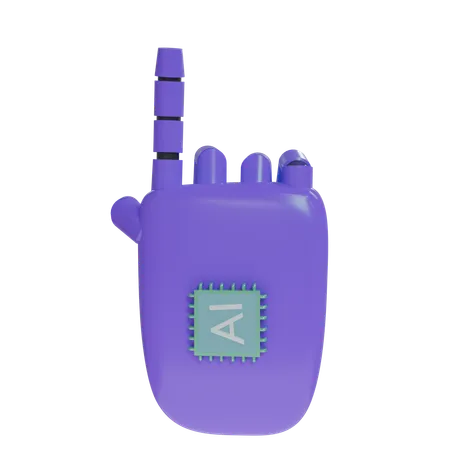 Mano Robot PointUp Violeta  3D Icon