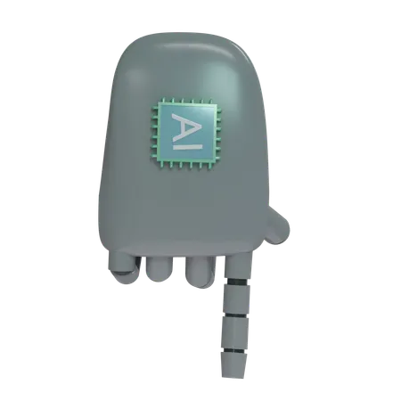 Mano Robot PointDown Gris  3D Icon