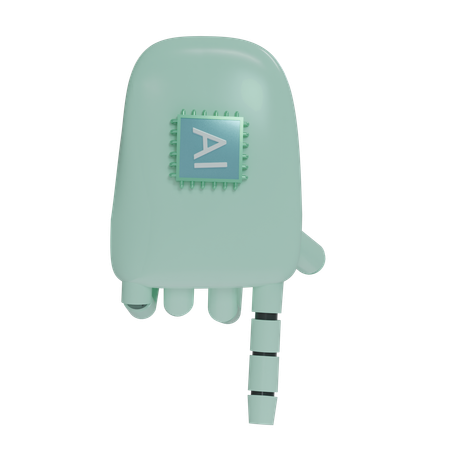 Mano Robot PointDown Verde Menta  3D Icon