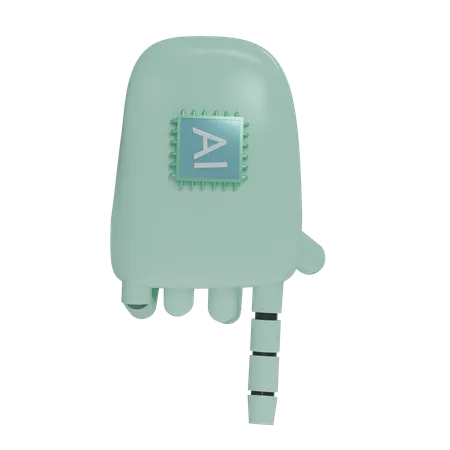 Mano Robot PointDown Verde Menta  3D Icon