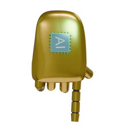 Mano Robot PointDown Oro  3D Icon