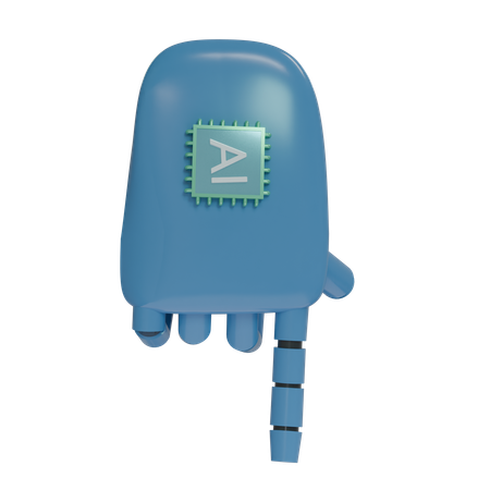 Mano Robot PointDown SteelBlue  3D Icon