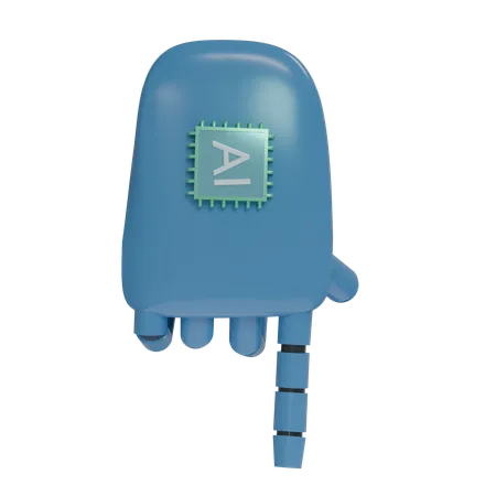 Mano Robot PointDown SteelBlue  3D Icon