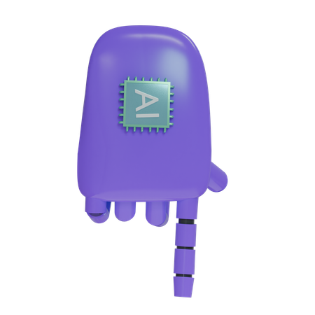 Mano Robot PointDown Violeta  3D Icon