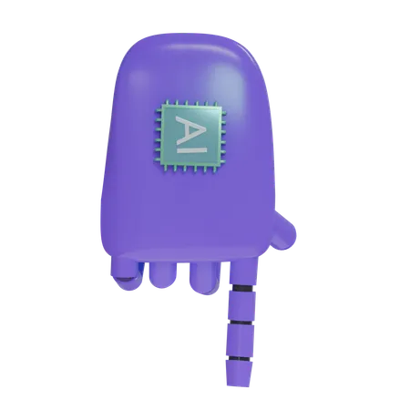 Mano Robot PointDown Violeta  3D Icon