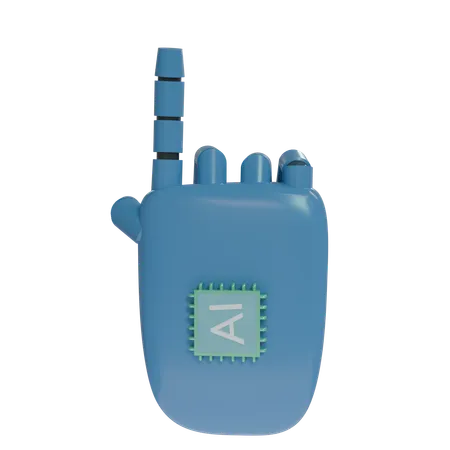 Mano Robot PointUp Azul Acero  3D Icon