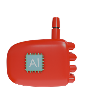 Mano Robot ThumbsUp Rojo  3D Icon