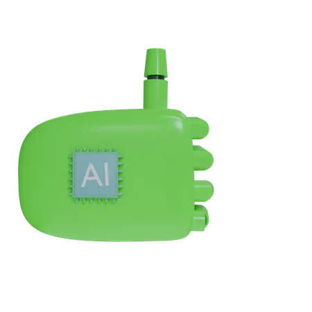 Mano Robot ThumbsUp Verde  3D Icon